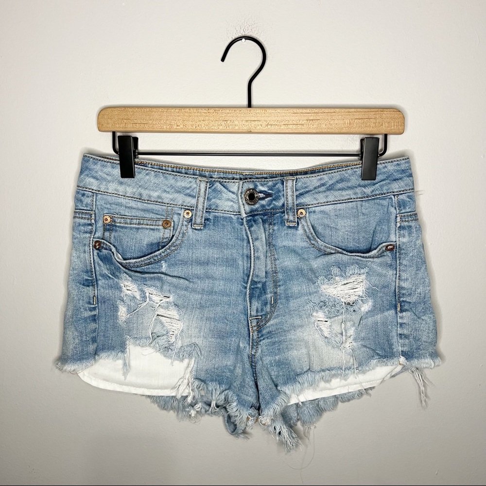 AEO Stretch Hi-Rise Festival Distressed Cutoff Jean Shorts 6